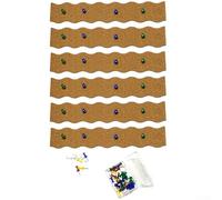 Tiras de corcho para montaje en pared, paquete de 6 para guardar información basada en papel cerca de escritorios, mesas o entradas en uso residencial o institucional, (Wave)