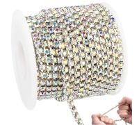 Tiras de diamantes de imitación, 10 yardas por rollo de cadena de diamantes de imitación de cristal cortable de 2 mm, adornos modernos y elegantes para manualidades, joyas, ropa de boda y proyectos
