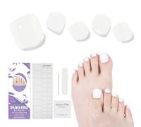 Tiras de gel semicurado para pies, 32 pegatinas para esmalte de pies, pegatinas de uñas de gel, de esmalte de uñas de larga duración para mujeres y niñas (Nieve blanca reluciente)