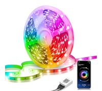 Tiras de luces LED de 15 m de sincronización de música que cambia de color RGB, 44 teclas, micrófono incorporado sensible, controladas por aplicación.