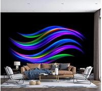 Tiras De Luces Led De Colores Futuro De La Tecnología 250X170Cm Papel Pintado 3D Decoración Mural De La Sala De Estar Dormitorio 3D Wallpaper Pegar Sala De Estar La Pared Para Dormitorio Mural