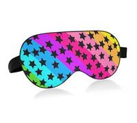 Tiras de neón de color arcoíris, estrellas negras, funda esencial para los ojos, para hombre, con banda elástica ajustable, opaca, cómoda, máscara de ojos para vuelo