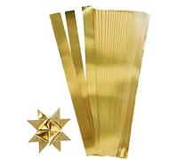 Tiras de papel de estrella, ancho: 25 mm, profundidad: 11,5 mm, oro, 100 unidades, L: 73 cm