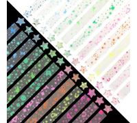 Tiras de Papel de Estrella de la Suerte, 420 Tiras Coloridas, Suministros para Proyectos Creativos, Efecto de Noche Estrellada con 12 Diseños de Constelaciones