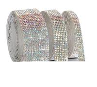 Tiras de pedrería, Cinta de diamantes imitación autoadhesiva multicolor 1 yarda 0,5-3 cm ancho(Multicolor,6 rows 1.4cm width)