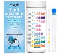 Tiras de prueba de acuario 9 en 1, kits de prueba de agua para acuario de agua salada de agua dulce, pruebas de hierro, cobre, nitrito, nitrato, pH, GH y KH, cloro, alcalinidad total