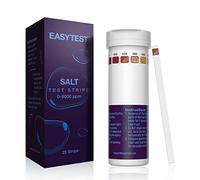 Tiras de prueba de agua salada para piscina, kit de tiras de prueba de sal para piscina y spa para contenido de cloruro de sodio 0-8000 ppm, 25 unidades
