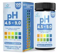 Tiras de prueba de pH para orina y saliva, 100 tiras, papel de 4.5 a 9.0 ph para pruebas de pH corporal y agua, papel de tornasol alcalino ácido para seres humanos PUREFIZ