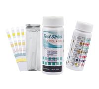 Tiras de prueba de piscina 7 en 1, kit de prueba de agua para piscinas, 50/100 barras de prueba rápidas, bañera de hidromasaje, cloro total, cloro libre, bromo, pH, alcalino total, ácido cianúrico