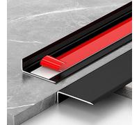 Tiras de Transición de Suelo en Forma de L, Moldura de Pared Autoadhesiva,L de Puerta/Dormitorio de Aleación de Aluminio, Longitud 90 cm/Black/W1Cm(3/8")