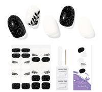 Tiras de uñas de gel semicurado, 28 pegatinas de esmalte auténtico, pegatinas de calidad de salón, tiras de esmalte de uñas de larga duración para mujeres, niñas, niños (hojas otoñales)