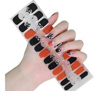 Tiras de uñas de Halloween semicuradas que brillan en la oscuridad, calcomanías artísticas para decoración de uñas, calcomanías semicuradas