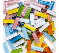 Tiras de Vidrio Coloreado Rectangulares Pequeños Azulejos para Resina Arte DIY Manualidades Baño Cocina Decoración Hogar-32x10x4mm 250g