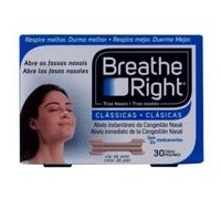 Tiras Nasales Breathe Right Grandes 30 Unidades - Mejora Tu Descanso y Alivia la Congestión Nasal