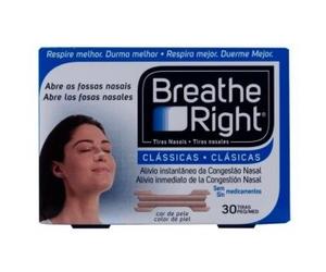 Tiras Nasales Breathe Right Grandes 30 Unidades - Mejora Tu Descanso y Alivia la Congestión Nasal
