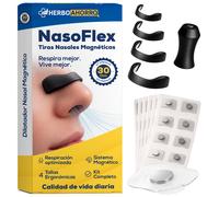 Tiras Nasales Magnéticas - Dilatador Nasal Antirronquidos para Dormir y Deporte, Adhesivo Hipoalergénico, Mejora Respiración y Oxigenación - 60 Parches (30 Días), 4 Tallas y Aplicador - HerboAhorro®