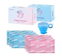 Tiras ovulacion 100LH + test de embarazo 20HCG 25 mIU/ml - Test de ovulación y embarazo para fertilidad femenina - Ideal para uso prolongado con vaso plegable