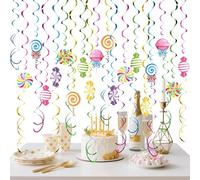 Tiras para techo con temática de caramelos | 48 piezas de decoración de piruletas de colores, decoración para árbol de caramelos | Para decoración del hogar, dormitorio, baño, puerta, Halloween