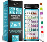 Tiras pH rápidas y precisas para agua de piscina y spa - Kit analizador de cloro y pH 7 en 1 - 100 tiras test cloro, bromo, pH y dureza con eBook - JNW Direct