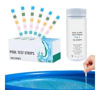 Tiras reactivas para piscinas - Kit de prueba de calidad del agua PET 100PCS | Tira reactiva de aguaa 7 en 1 con detección dureza de PH de cloro, resultados rápidos | Tiras reactivas para agua de ac