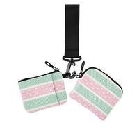 Tiras verticales retro Little Fresh Lovely - Estuche para cambio de tarjetas para mujer, cartera delgada y plana con bolsillo para monedas con cremallera para uso diario, 2 paquetes