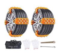 Tire Chains - 5 Second Install Traction Straps | Reusable Anti-Slip Chains For Wheels 165-265mm, Cars SUVs Trailers Lawn Mowers, Ensures Safe Trip In Snow Ice Cold Weather, Easy Quick Installation And
