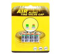 Tire Pressure Gauge Valve Caps - 4 Pack Alert System for Vehicle Tires with Quick Fit Design Protects Valves, Ensures Accurate Monitoring for Cars, Trucks, SUVs, Motorcycles