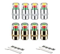 Tire Pressure Monitoring Valve - 4/8pcs Car Tire Pressure Monitor Valve Stem Caps, 3 Color 2.4Bar 36 PSI Tires Caps with Manometer, Fit for Most Cars (Silver+Gold)