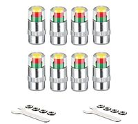 Tire Pressure Monitoring Valve - 4/8pcs Car Tire Pressure Monitor Valve Stem Caps, 3 Color 2.4Bar 36 PSI Tires Caps with Manometer, Fit for Most Cars (Silver*8)
