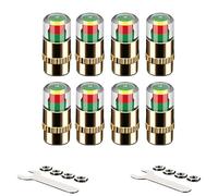 Tire Pressure Monitoring Valve - 4/8pcs Car Tire Pressure Monitor Valve Stem Caps, 3 Color 2.4Bar 36 PSI Tires Caps with Manometer, Fit for Most Cars (Gold*8)