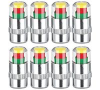 Tire Pressure Monitoring Valve Cap, 2.4 Bar 36psi Pressure Monitor Tire Valve Stem Caps, 3 Color Visual Indicator for Cars Motorcycles Bicycles (Silver-8pcs)