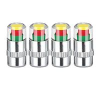 Tire Pressure Monitoring Valve Cap, 2.4 Bar 36psi Pressure Monitor Tire Valve Stem Caps, 3 Color Visual Indicator for Cars Motorcycles Bicycles (Silver-4pcs)