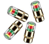 Tire Pressure Monitoring Valve, Car Tire Pressure Monitor Valve Stem Caps, 2.4 Bar 36 PSI Visual Indicator 3 Color Alert Fit for Most Cars Trucks SUVs Motorcycles (Gold,4pcs)