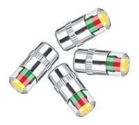 Tire Pressure Monitoring Valve, Car Tire Pressure Monitor Valve Stem Caps, 2.4 Bar 36 PSI Visual Indicator 3 Color Alert Fit for Most Cars Trucks SUVs Motorcycles (Silver,4pcs)