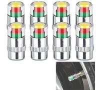 Tire Pressure Monitoring Valve, Car Tire Pressure Monitor Valve Stem Caps, 2.4Bar 36 PSI Tire Pressure Indicator Easy to Read 3 Color Eye Alert, Fit for Most Cars Easy to Install (Silver,8 Pcs)