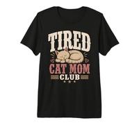 Tired Cat Mom Club Vintage Agotado Divertido Gráfico Camiseta Premium