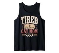 Tired Cat Mom Club Vintage Agotado Divertido Gráfico Camiseta sin Mangas