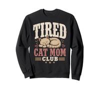 Tired Cat Mom Club Vintage Agotado Divertido Gráfico Sudadera