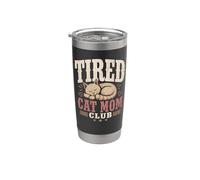 Tired Cat Mom Club Vintage Agotado Divertido Gráfico Vaso térmico de acero inoxidable de doble pared