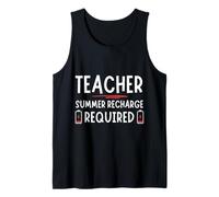 Tired Last day School Summer Recharge Required Teacher Camiseta sin Mangas