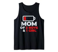 Tired Mom Mother's Day Mom of 2 Boys 1 Girl Design Camiseta sin Mangas