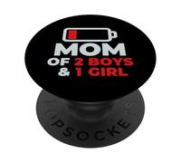 Tired Mom Mother's Day Mom of 2 Boys 1 Girl Design PopSockets PopGrip Adhesivo