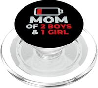 Tired Mom Mother's Day Mom of 2 Boys 1 Girl Design PopSockets PopGrip para MagSafe