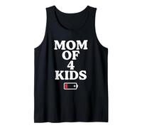 Tired Mom of 4 Kids Mother of Four Children Low Battery Camiseta sin Mangas