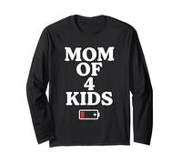 Tired Mom of 4 Kids Mother of Four Children Low Battery Manga Larga