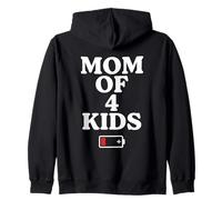 Tired Mom of 4 Kids Mother of Four Children Low Battery Sudadera con Capucha