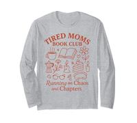 Tired Moms Book Club Cake Coffee Reading Humor para Madres Manga Larga