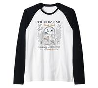 Tired Moms Book Club Corriendo En Café Caos Reader Bookish Camiseta Manga Raglan