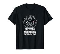 Tired Sip Mom Surviving Motherhood Camiseta