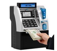 Tirelire électronique pour Enfants ATM, coffre-Fort Intelligent pour Cartes bancaires, tirelire pour Enfants, jouet Cadeau Avec Rangement automatique Des billets de banque (Negro)